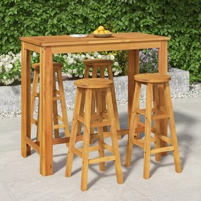 vidaXL 5 pcs conjunto de bar para jardim madeira de acácia maciça