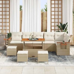 Conjunto de Sofá para Jardim com 10 Peças com Almofadas Bege Rattan Si