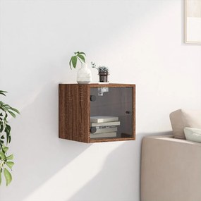 Mesa de cabeceira c/ porta vidro 35x37x35 cm carvalho castanho