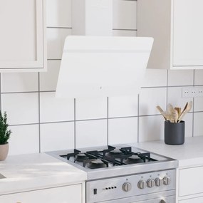 vidaXL Exaustor de parede 60 cm aço e vidro temperado branco