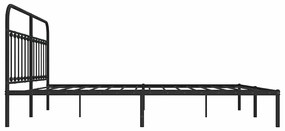 Estrutura de cama com cabeceira 193x203 cm metal preto