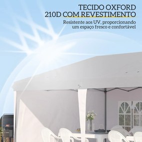 Tenda Dobrável 6x3 m Pop-up com 4 Laterais Desmontáveis Tenda de Jardim com 2 Janelas Visíveis Saco de Transporte Branco