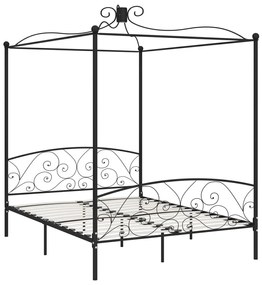 Estrutura de cama dossel 180x200 cm metal preto