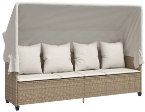5 pcs conjunto de sofás p/ jardim com almofadões vime PE bege
