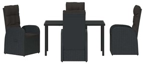 Cadeiras de Jardim Reclináveis 5 pcs Preto 140 x 70 x 73 cm