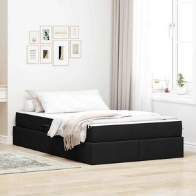 vidaXL Cama com arrumação e colchão Preto 120 x 200 cm Poliéster