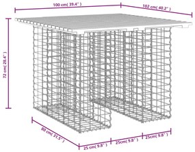 Banco jardim design gabião 100x102x72 cm madeira douglas maciça