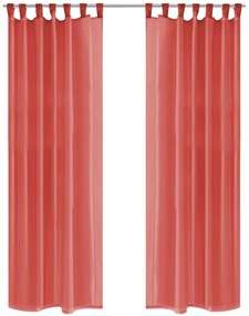 Cortinas em voile 2 pcs 140x225 cm vermelho
