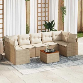 vidaXL Conjunto de Sofá para Jardim 8 pcs Bege, branco Grande