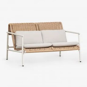 Sofá De Jardim De 2 Lugares Em Alumínio E Rattan Sintético Duroli Branco Glacial - Sklum