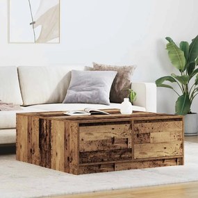 vidaXL Mesa de centro com gavetas 100x100x40 cm madeira velha