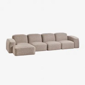 Sofá Modular Bastian De 4 Peças Com Chaise Longue Do Lado Esquerdo Bouclé Castanho Moca - Sklum