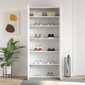 Armário para Sapatos Branco 80x35.5x180 cm Madeira Sólida