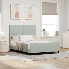 Cama vidaXL Cinza Claro 140x190 cm em Veludo