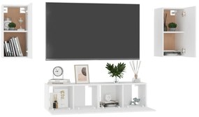 4 pcs conjunto de móveis de TV contraplacado branco