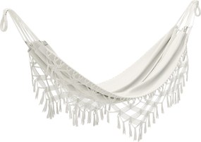 Outsunny Rede Exterior Boémia, Rede de Jardim Suspensa com Franjas e Saco de Transporte extra-larga 288 x 150 cm, Bege | Aosom Portugal