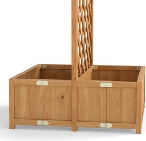 Floreira com Treliça de Madeira com 2 Caixas Dobráveis Base de Ripas Vaso Elevado 73x70x170 cm Madeira