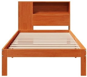 Cama com estante sem colchão 90x190cm pinho maciço castanho-mel