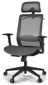 Cadeira Giratória Ergonómica de Rede de Escritório com Encosto Alto e Suporte Lombar Ajustável 68 x 68 x 114,5-124,5 cm Cinzento