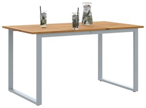 Mesa de Jantar Exterior vidaXL Cinza 140x80x75 cm Aço e Madeira Sólida