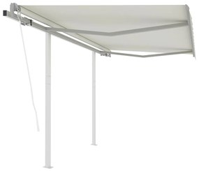 vidaXL Toldo retrátil automático com postes 3x2,5 m cor creme