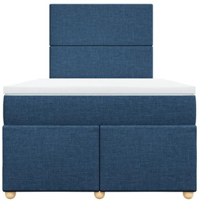 Cama com molas/colchão 120x200 cm tecido azul