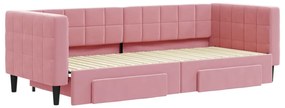 Sofá-cama com gavetão e gavetas 80x200 cm veludo rosa