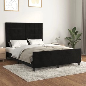 Estrutura de cama sem colchão 140x200 cm veludo preto