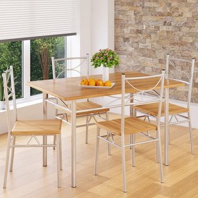 Conjunto jantar com mesa e 4 cadeiras Paul 5 peças em cor faia