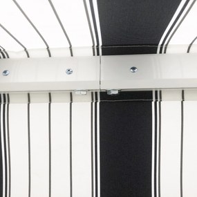 Toldo Varanda 3,95x2,45x3,50 m Solar Retrátil com Manivela Estrutura Metálica Tecido de Poliéster Azul Branco