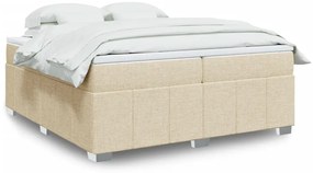 vidaXL Cama com molas/colchão 200x200 cm tecido cor creme
