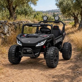 Jipe elétrico para crianças T-REX Ride 4x4, 2 Lugares, 24V, leitor MP3, bateria de lítio, Rodas EVA, controlo remoto, luzes LED Preto