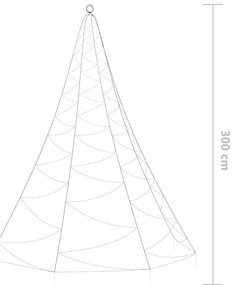 Árvore de Natal parede 260 luzes LED 3 m int/ext branco frio