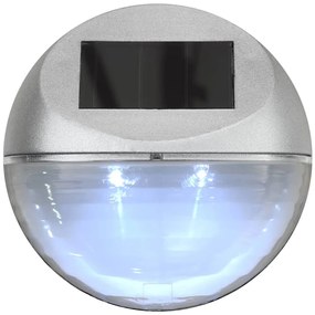 Candeeiro de parede solar LED exterior 12 pcs prateado redondo
