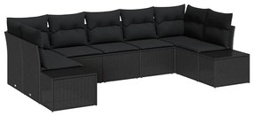 Conjunto de Sofás de Jardim com Almofadas Preto Rattan Polipropileno