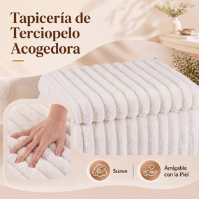 Banco de Toucador com Arrumação, 42 x 33 x 55,5 cm, Tampa Rebatível, Bege
