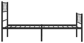 Estrutura de cama com cabeceira e pés 75x190 cm metal preto