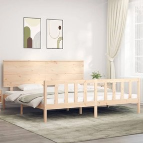 vidaXL Estrutura de cama Super King Size com cabeceira madeira maciça