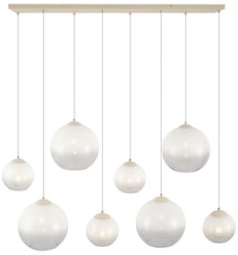 Candeeiro suspenso Art Déco bege com vidro branco 8-luzes - Sandra Art Deco