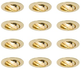 Conjunto de 12 Focos Embutidos Dourados GU10 35mm - Edu