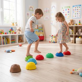Conjunto de 8 Pedras de Equilíbrio, 4 Texturas Sensoriais, Multicolor
