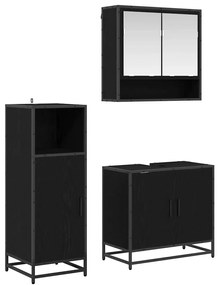 vidaXL Conjunto de Móveis para Banheiro com porta 3 pcs Carvalho Preto