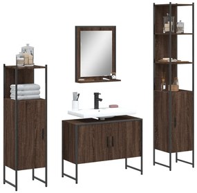 vidaXL 4 pcs conj. móveis wc derivados de madeira carvalho castanho