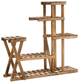 Outsunny Suporte para Plantas Estante para Plantas de Madeira com 5 Níveis para Interior Exterior 98x28x95 cm Madeira