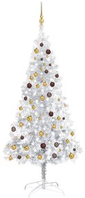 vidaXL Árvore Natal artificial pré-iluminada c/bola 210cm PET prateado
