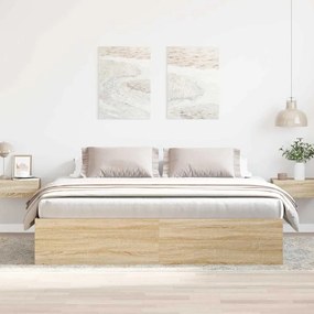 Estrutura de cama 200x200 cm carvalho sonoma