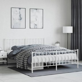 Estrutura de cama com cabeceira e pés 160x200 cm metal branco