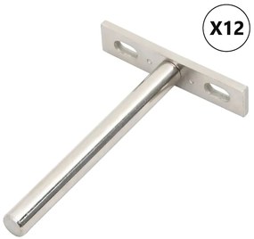 vidaXL Suportes de prateleira flutuantes 12pcs invisível Ø10x100 mm