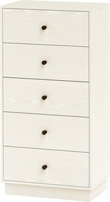 Cómoda com 5 gavetas 47 x 29 x 95 cm, móvel de arrumação alto e estreito, estilo moderno para quarto, sala de estar creme