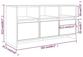 Móvel de TV Endy com 3 Gavetas e Compartimentos de 102 cm - Cinzento C